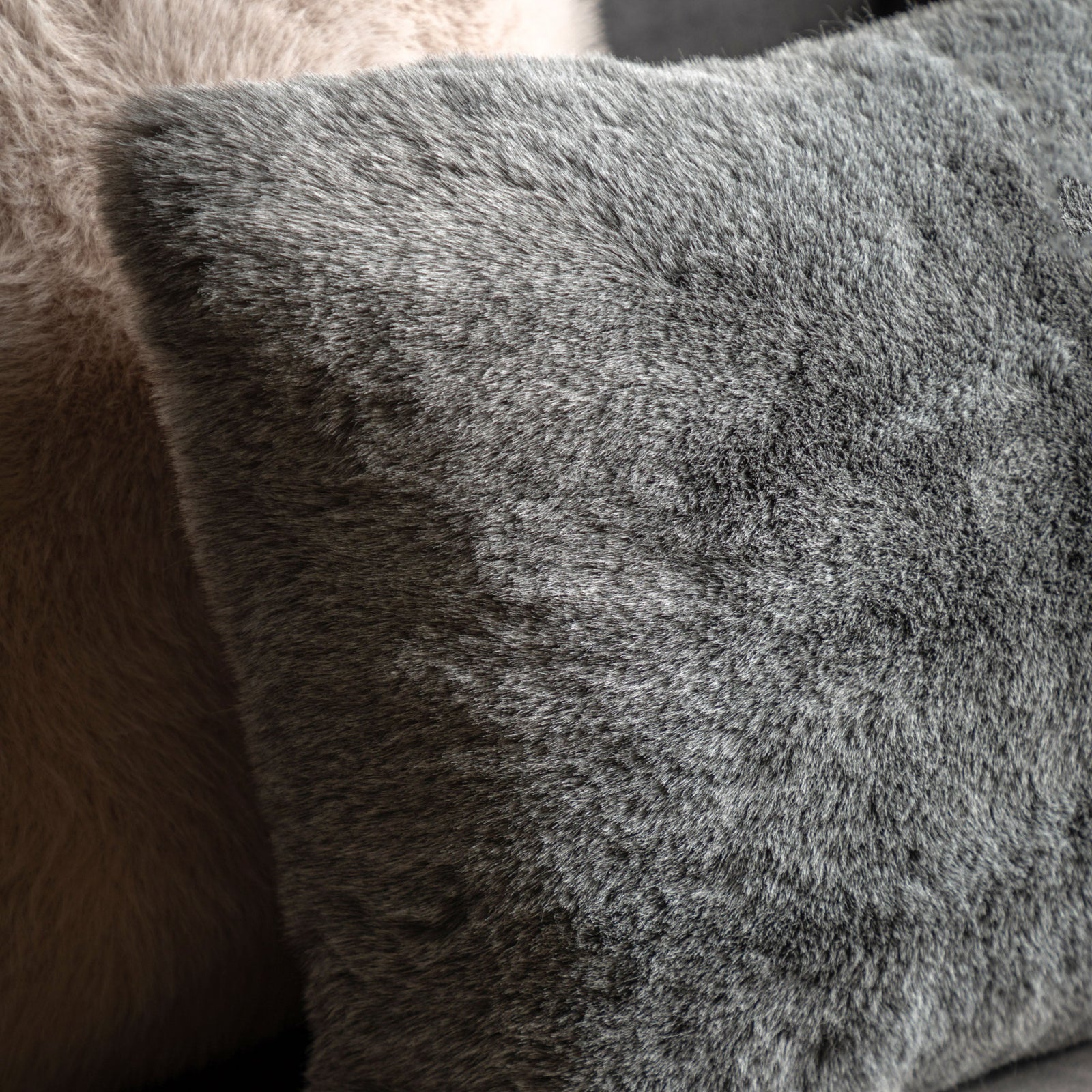 Roscose Faux Fur Grey Rectangle Cushion - Roscose Faux Fur Cushion Smoke Grey 40x60CM Sterling Home 2