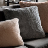 Roscose Faux Fur Grey Square Cushion