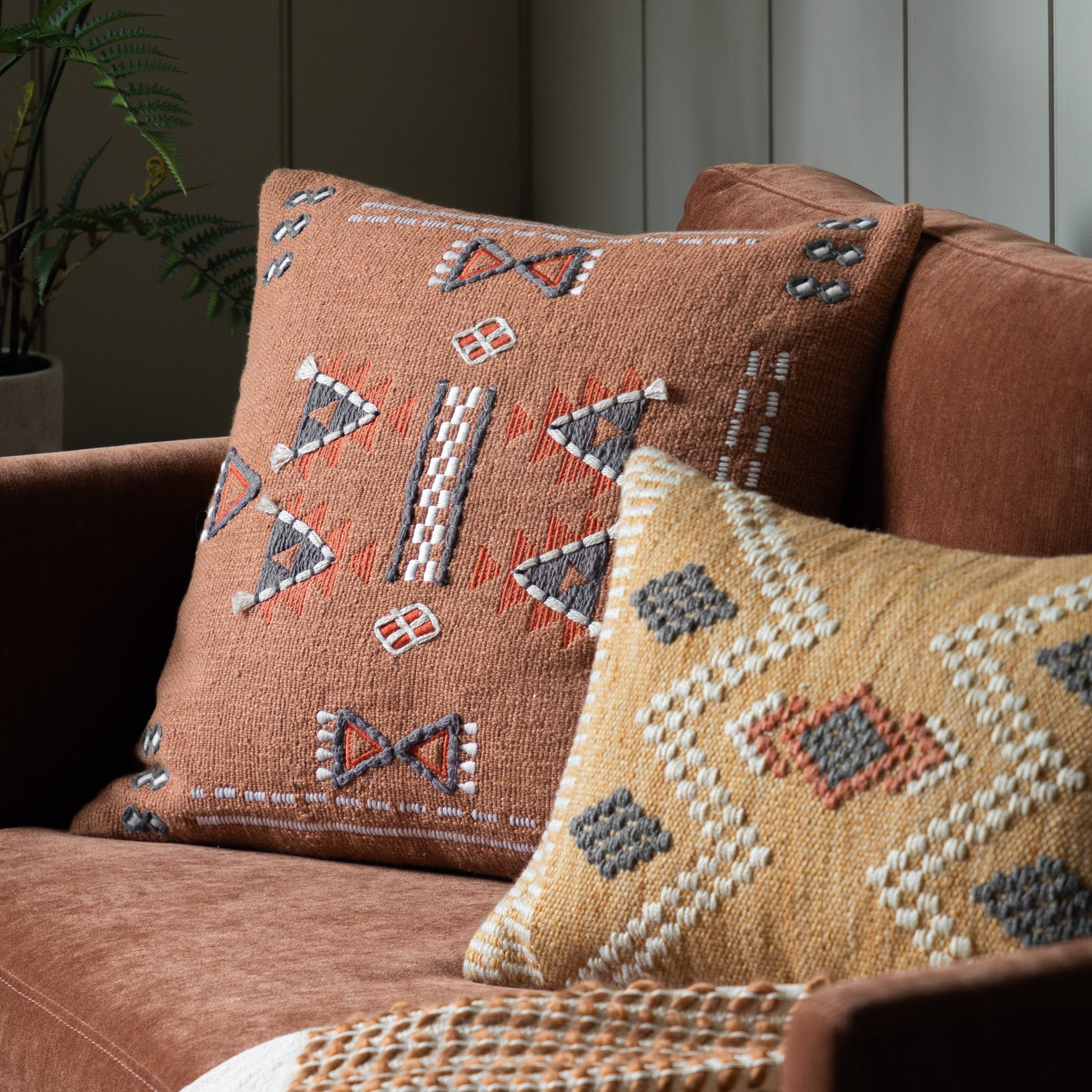 Arlo Embellished Cushion Brown - Arlo Embellished Cushion Brown 50CM Sterling Home 1