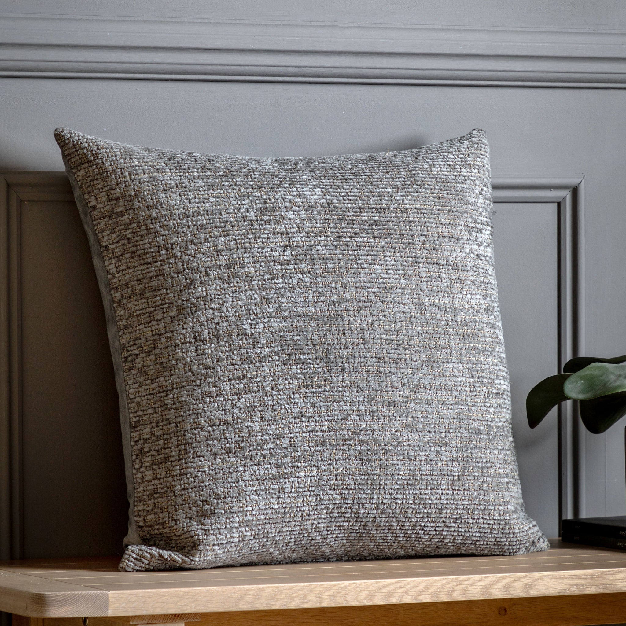 Chenille Grey Cushion - Chenille Cushion Grey 55CM Sterling Home 2