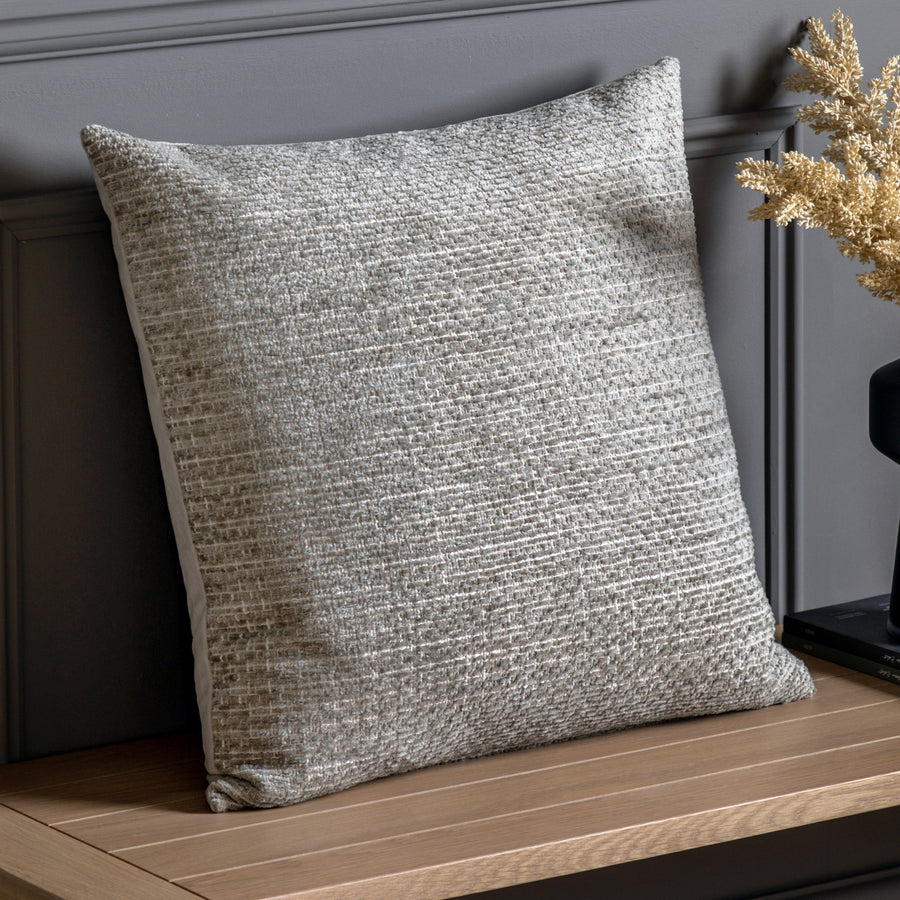 Chenille Brown Cushion - Chenille Cushion Taupe 55CM Sterling Home 2