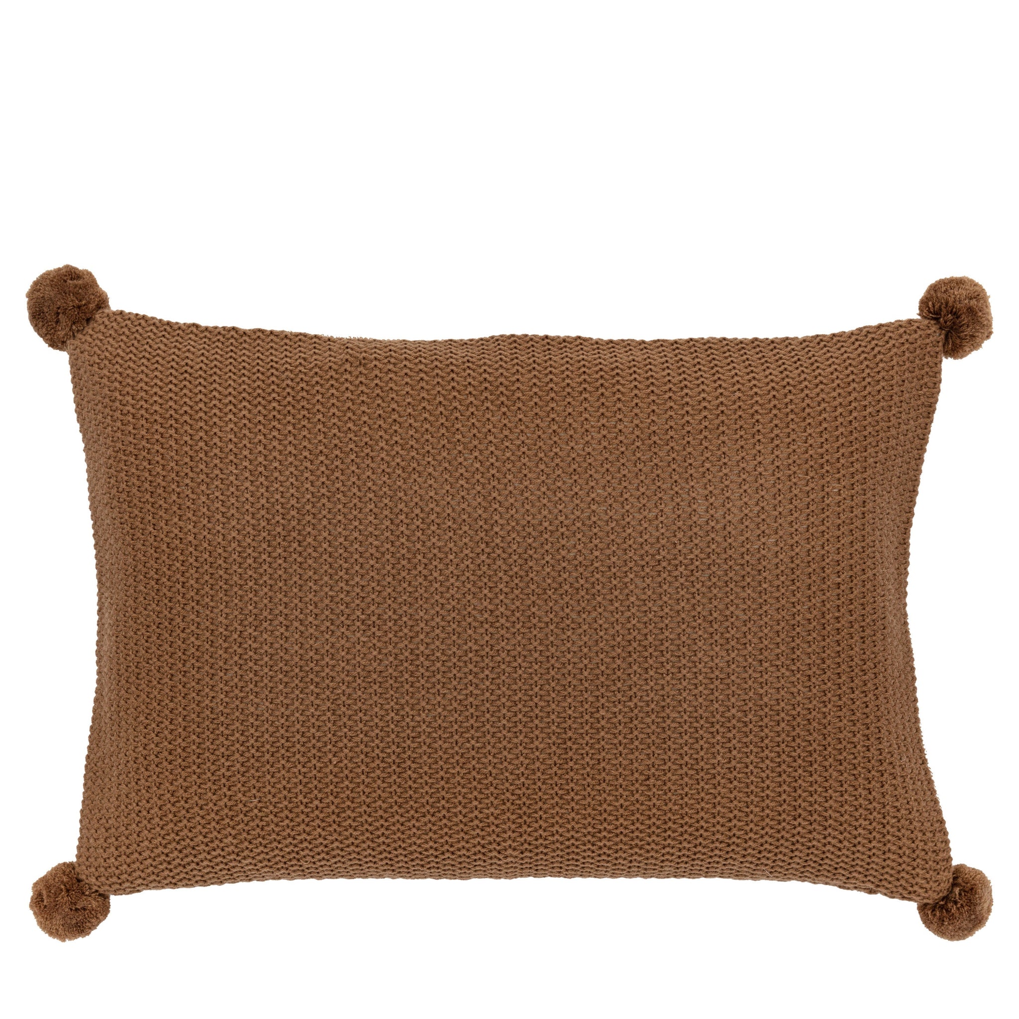 Moss Stitched Pom Pom Brown Cushion - Moss Stitch Pom Pom Cushion Tan 40x60CM Sterling Home 4