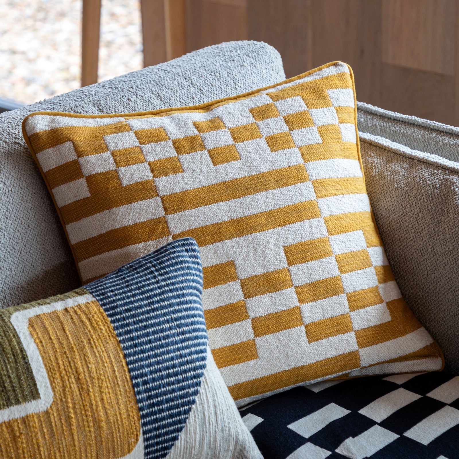 Lohko Woven Yellow Cushion - Lohko Woven Cushion Ochre 45CM Sterling Home 1