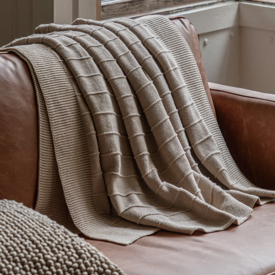 Florence Knit Cream Throw - Florence Knit Throw Taupe 130x170CM Sterling Home 2