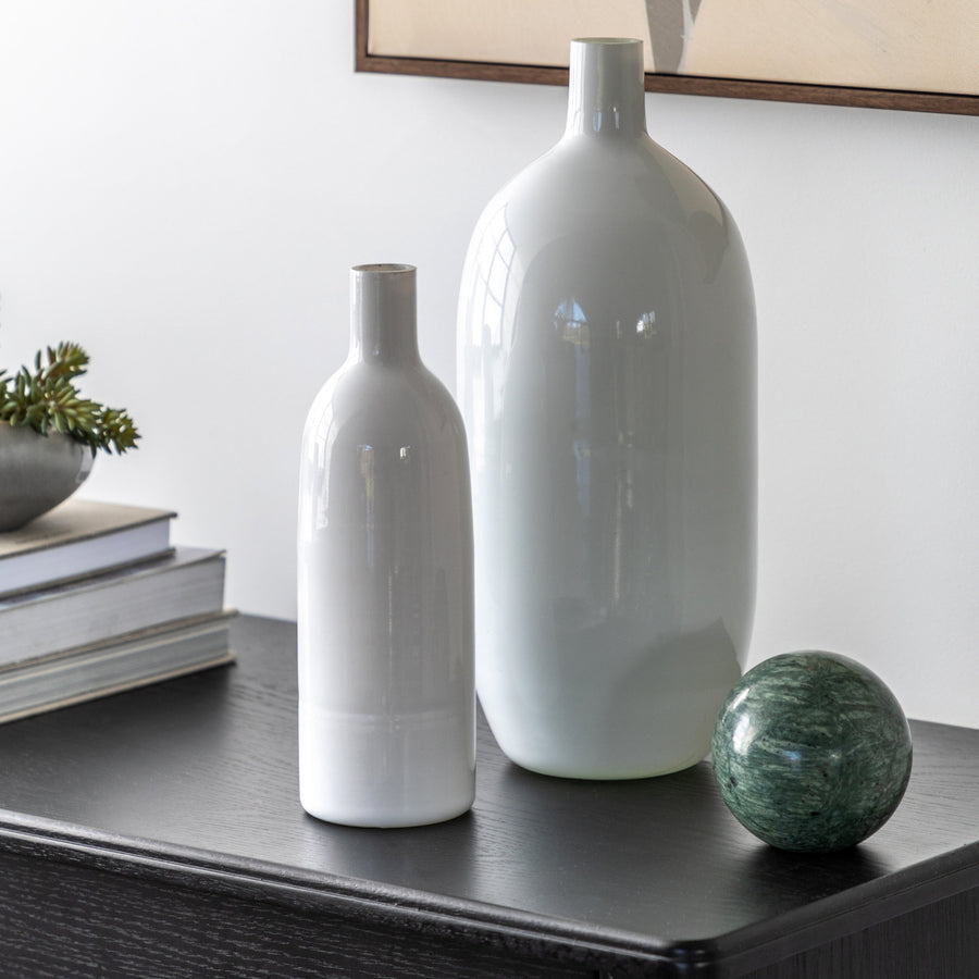 Santa Glass Bottle Vase White Small - Santo Glass Bottle Vase White Small Sterling Home 1