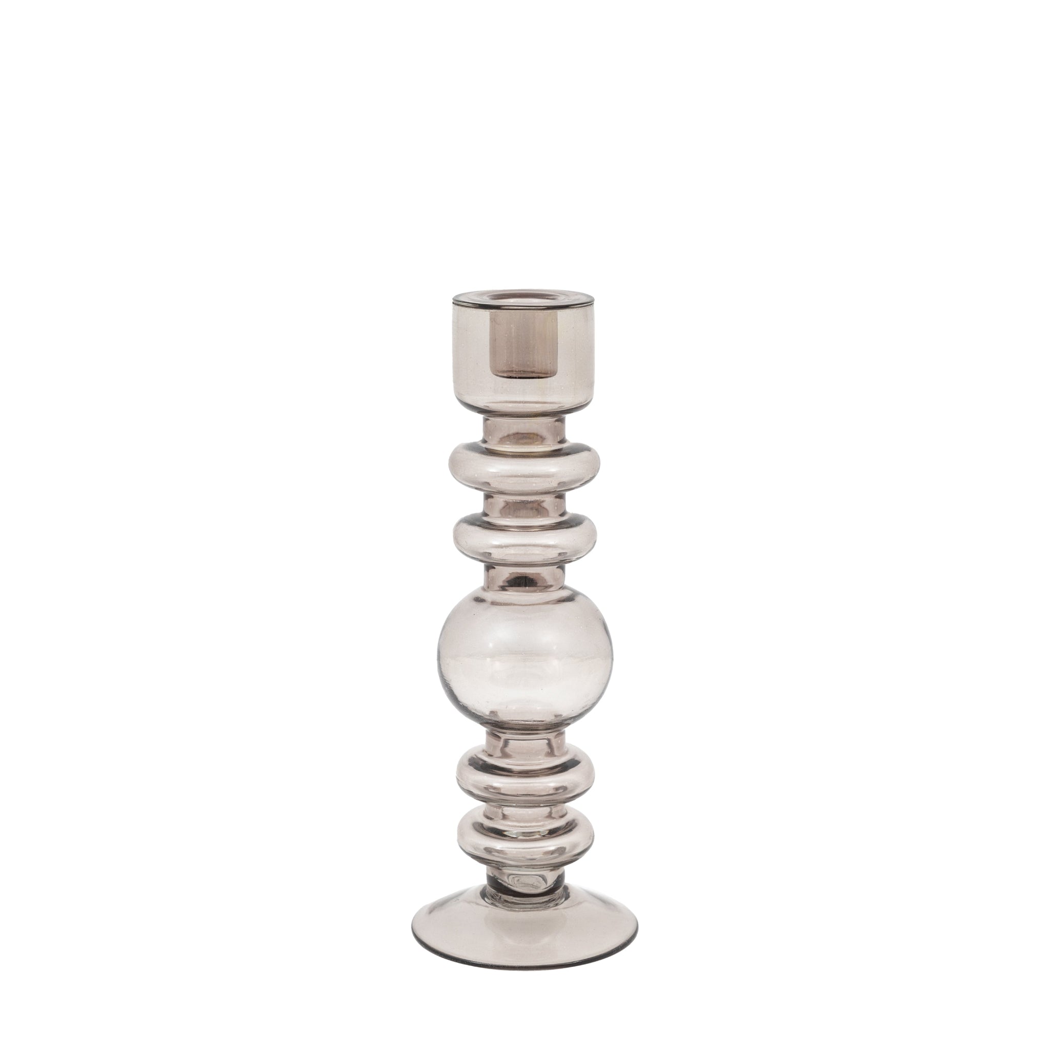 Movera Glass Grey Candlestick - Movera Glass Taper Candlestick Smoke 25CM Sterling Home 3