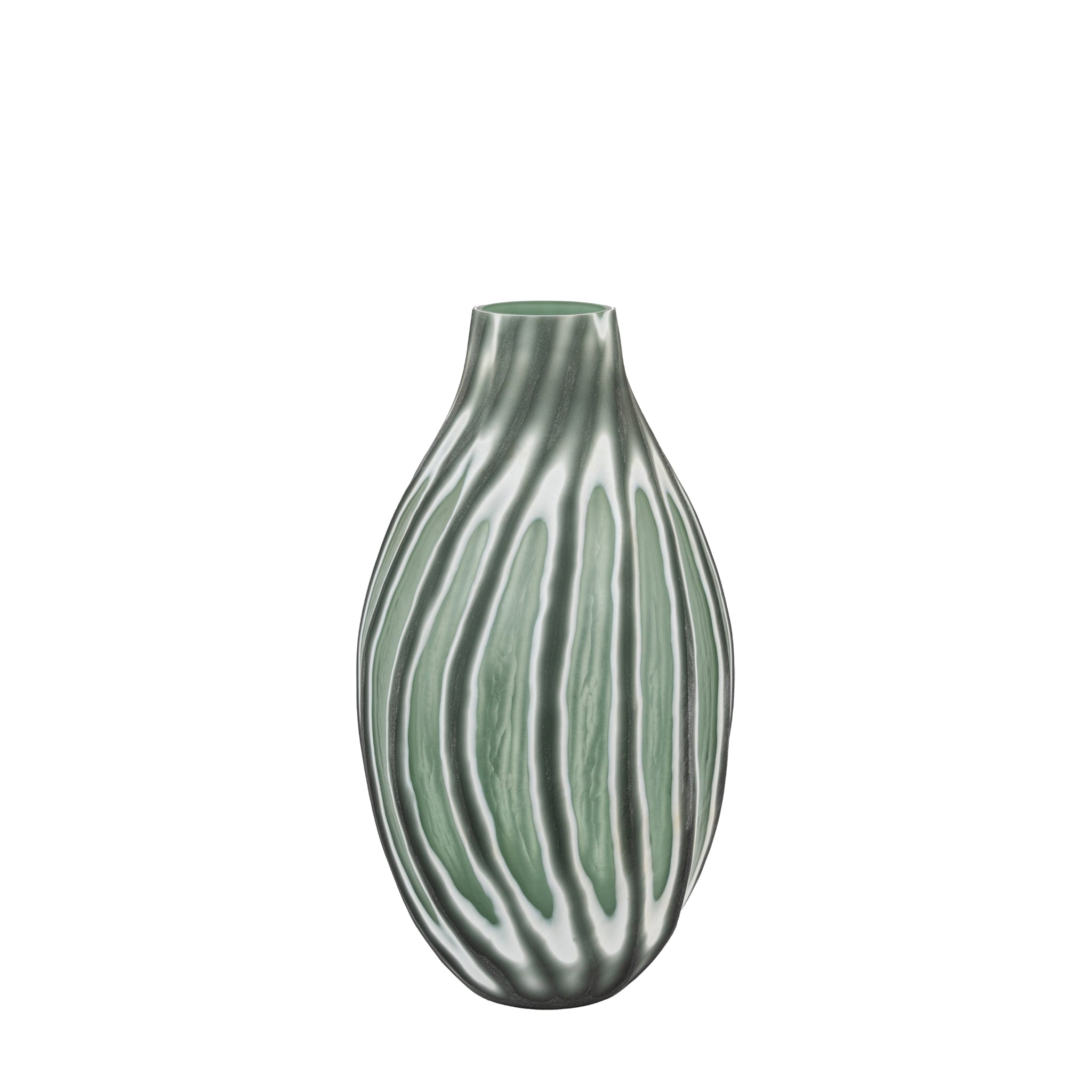 Morella Swirl Hand Carved Glass Vase Green Large - Morella Swirl Hand Carved Glass Vase Sage Large Sterling Home 2