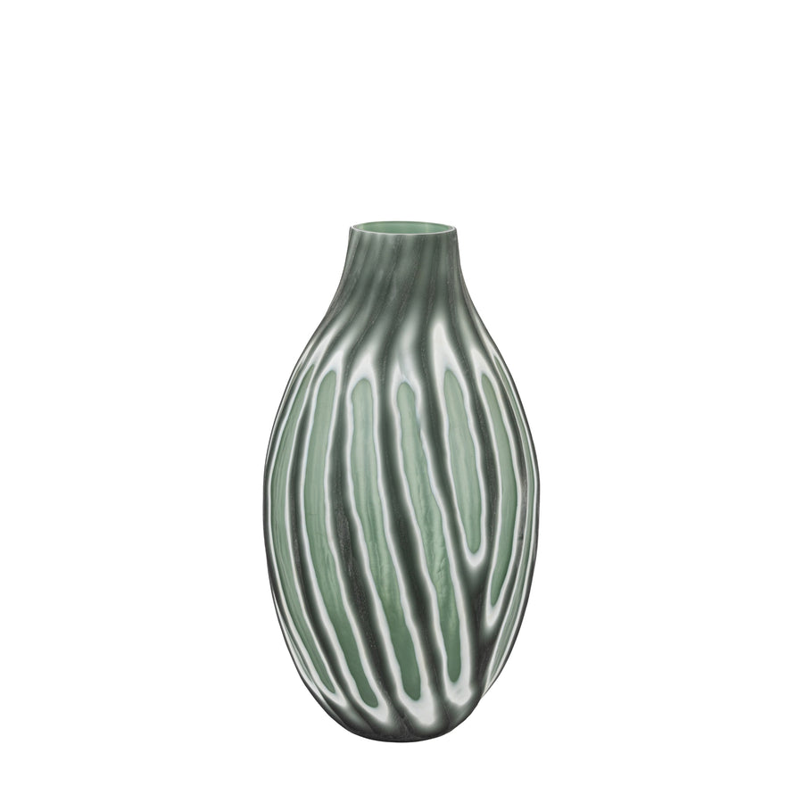 Morella Swirl Hand Carved Glass Vase Green Large - Morella Swirl Hand Carved Glass Vase Sage Large Sterling Home 1