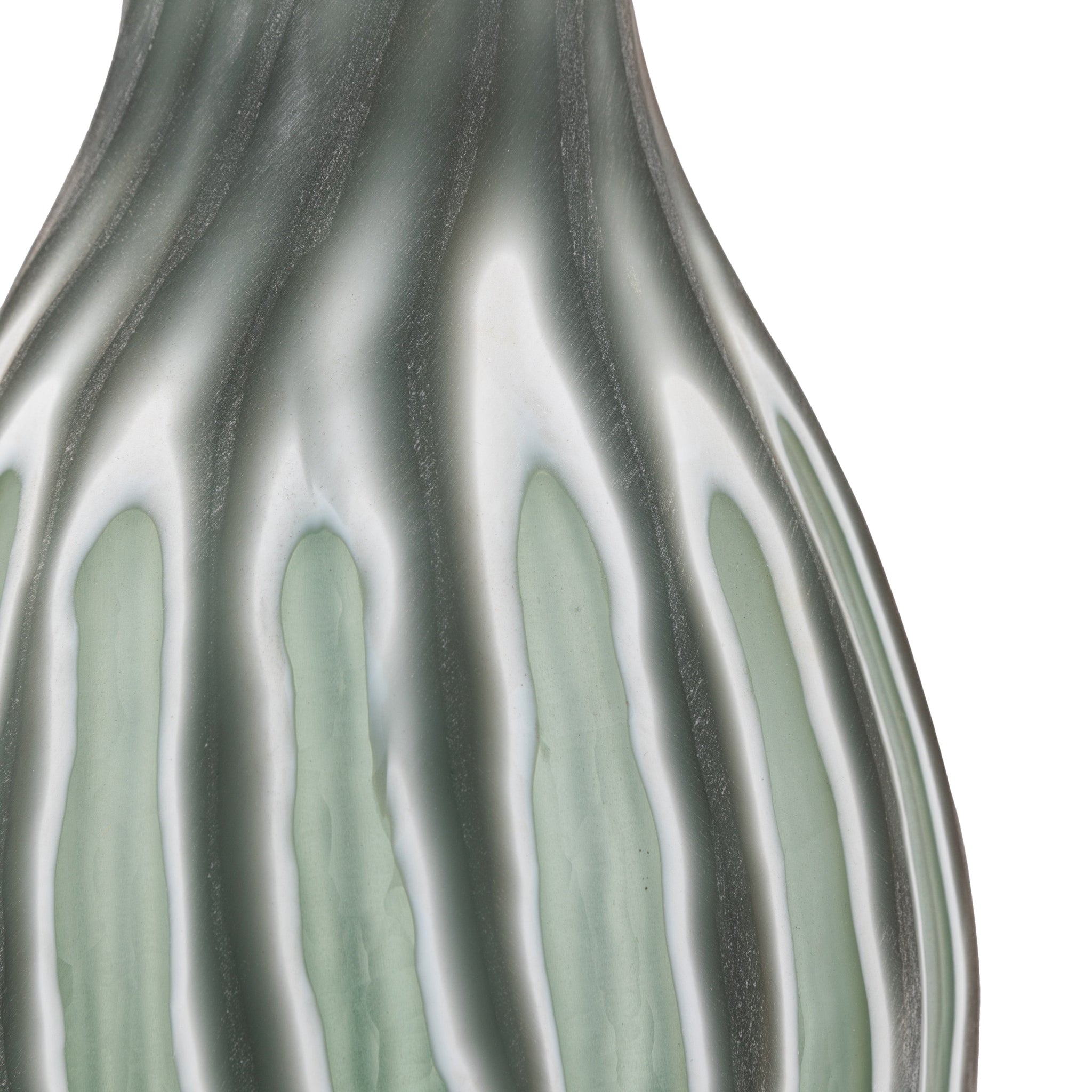 Morella Swirl Hand Carved Glass Vase Green Large - Morella Swirl Hand Carved Glass Vase Sage Large Sterling Home 4