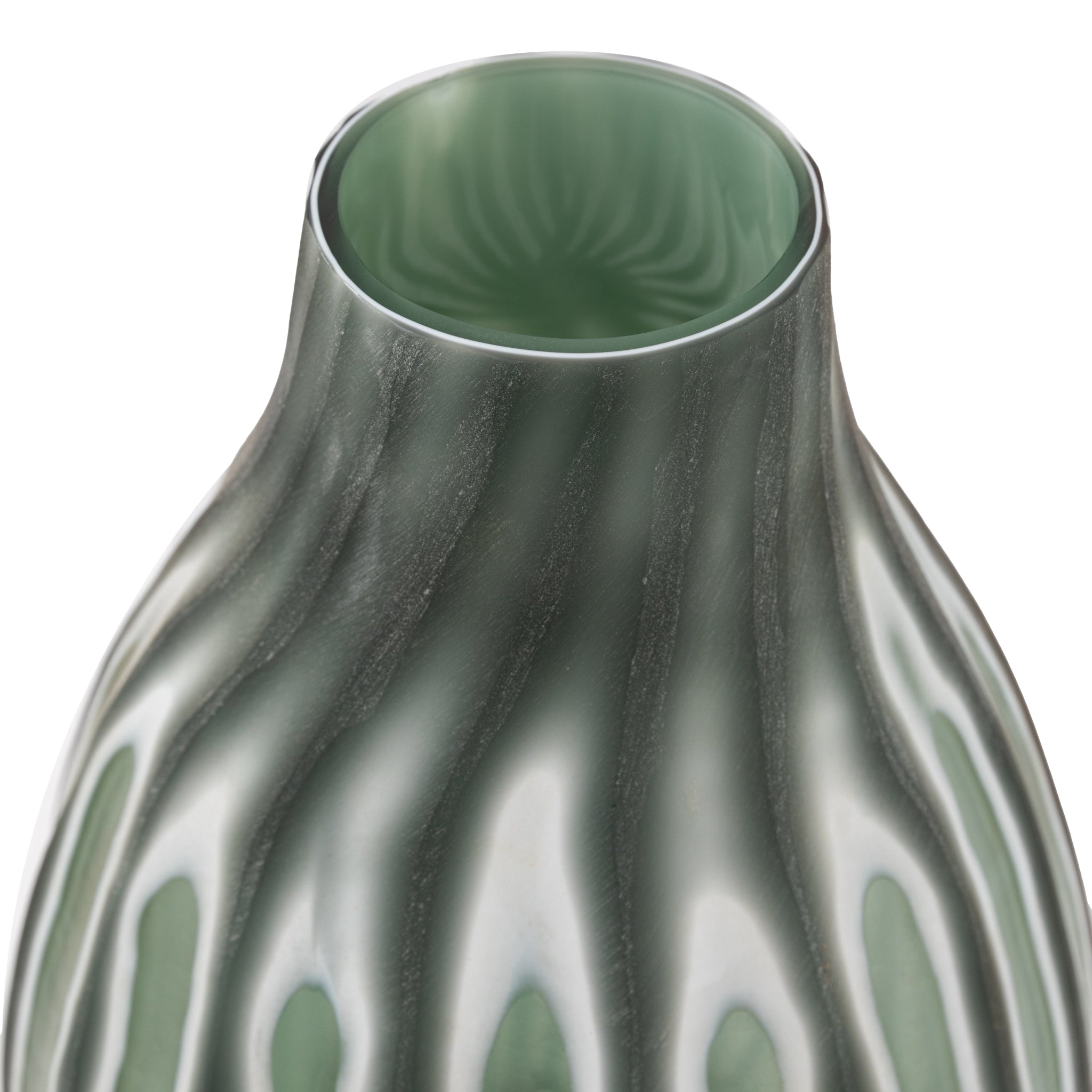 Morella Swirl Hand Carved Glass Vase Green Large - Morella Swirl Hand Carved Glass Vase Sage Large Sterling Home 3
