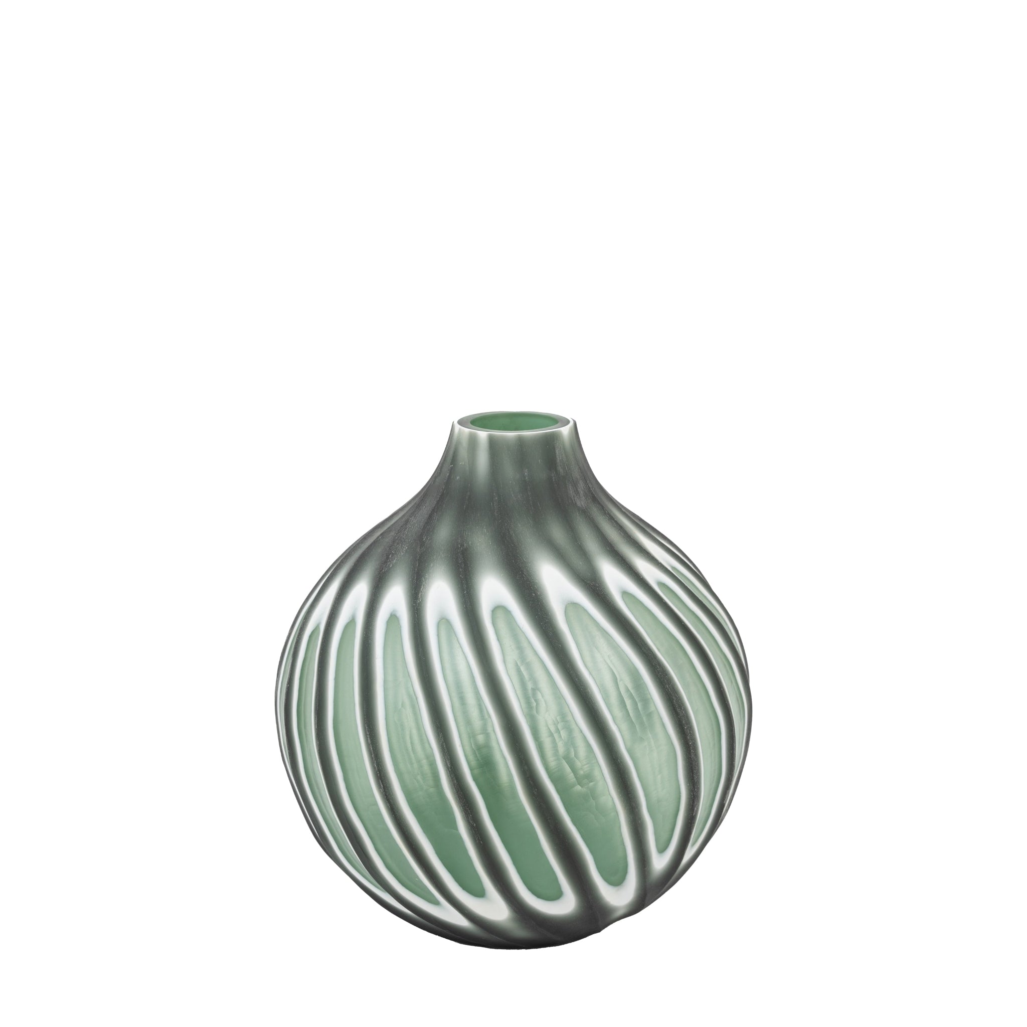 Morella Swirl Hand Carved Glass Vase Green Small - Morella Swirl Hand Carved Glass Vase Sage Small Sterling Home 2