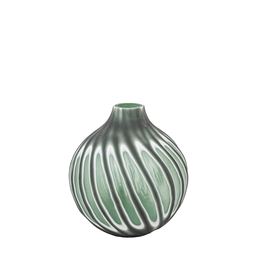 Morella Swirl Hand Carved Glass Vase Green Small - Morella Swirl Hand Carved Glass Vase Sage Small Sterling Home 2