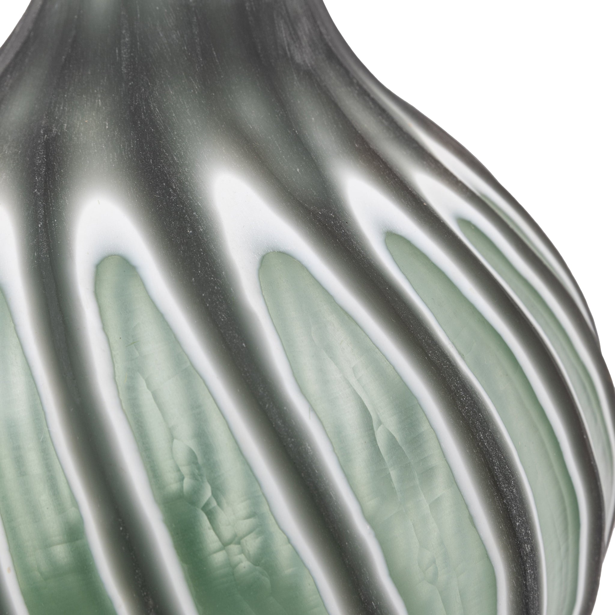 Morella Swirl Hand Carved Glass Vase Green Small - Morella Swirl Hand Carved Glass Vase Sage Small Sterling Home 4