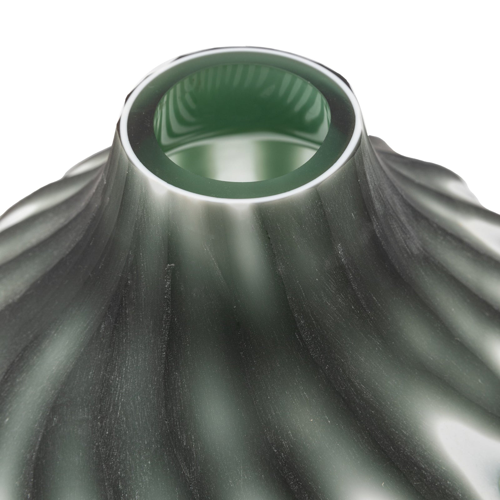 Morella Swirl Hand Carved Glass Vase Green Small - Morella Swirl Hand Carved Glass Vase Sage Small Sterling Home 3