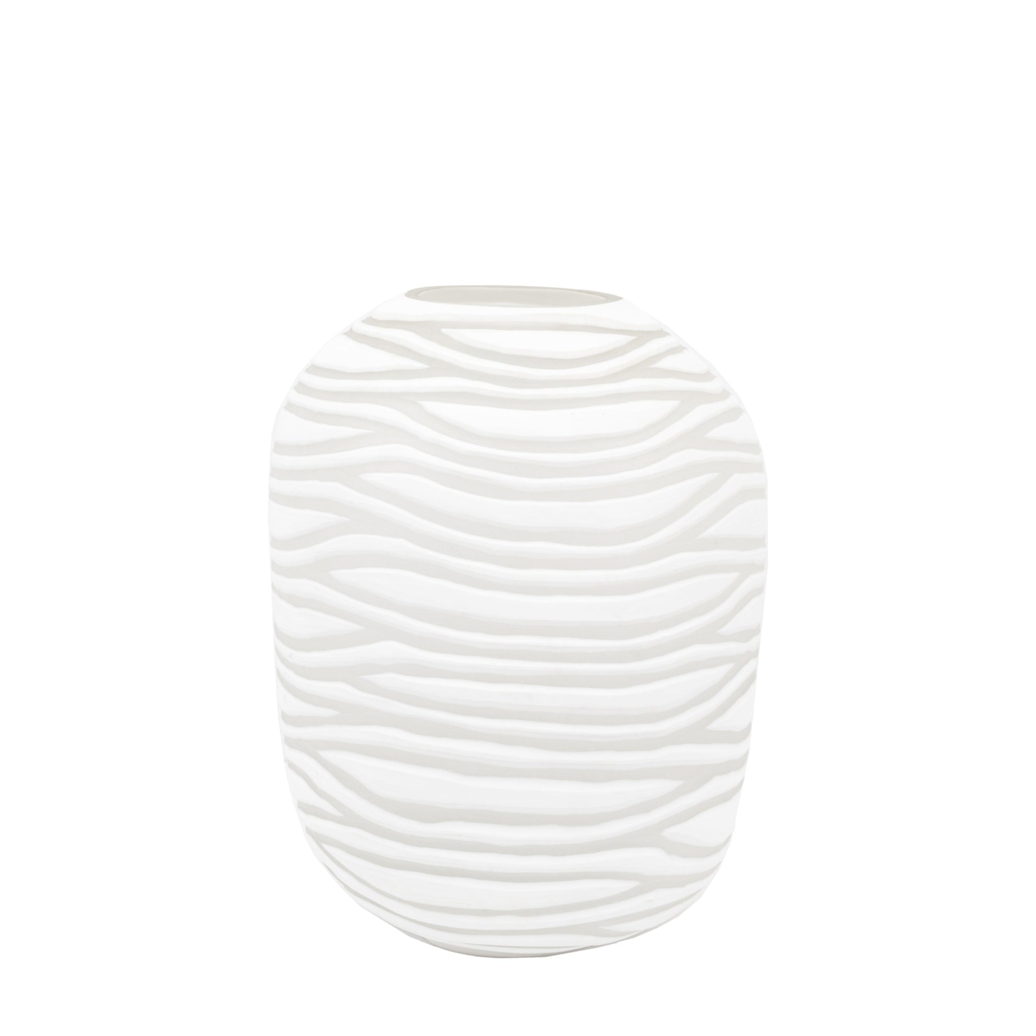 Andorra Handblown White Glass Vase - Andorra Handblown Carved Glass Vase White Sterling Home 3