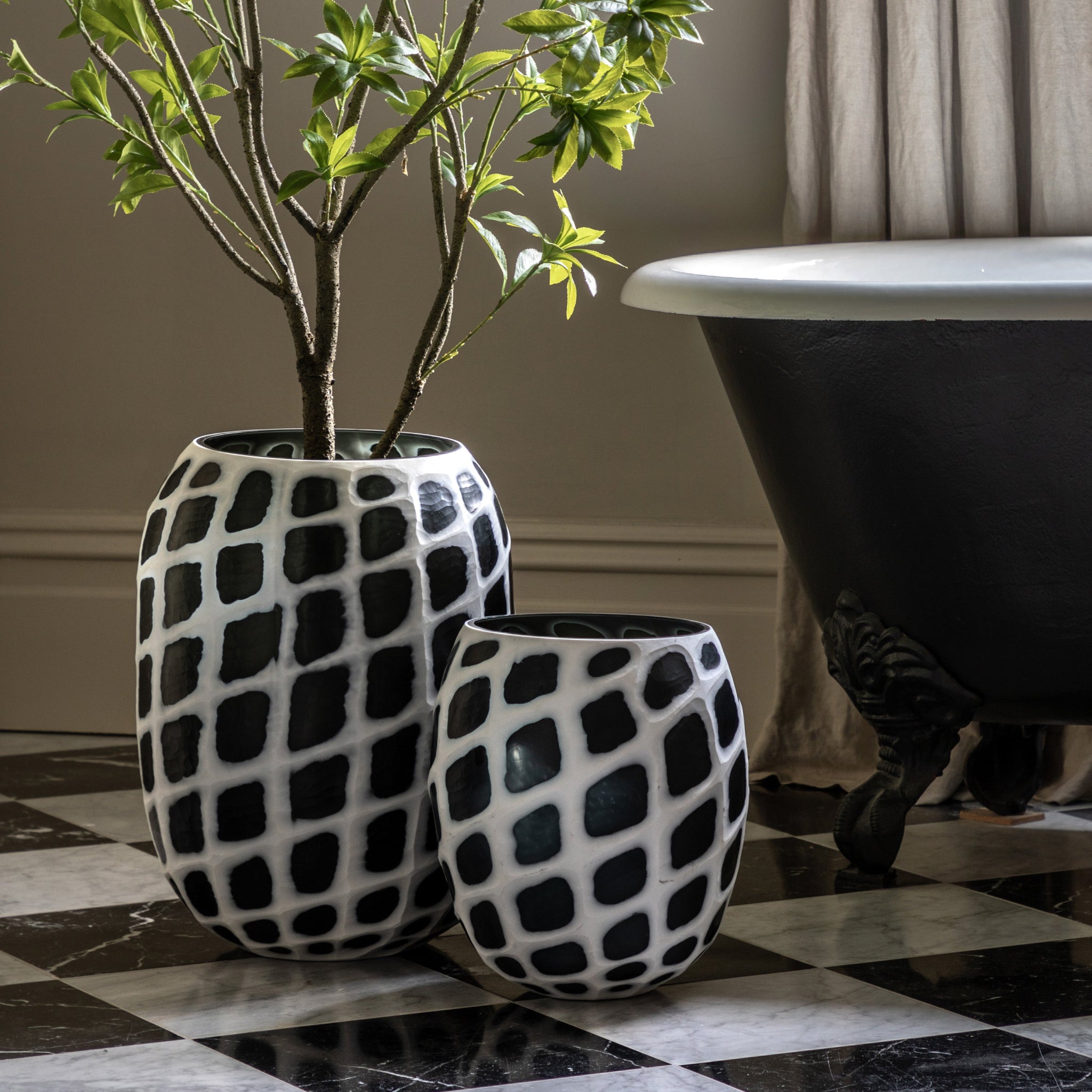 Valencia Handblown Mono Glass Vase - Valencia Handblown Carved Mono Glass Vase Sterling Home 1