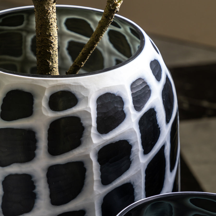 Valencia Handblown Mono Glass Vase - Valencia Handblown Carved Mono Glass Vase Sterling Home 2