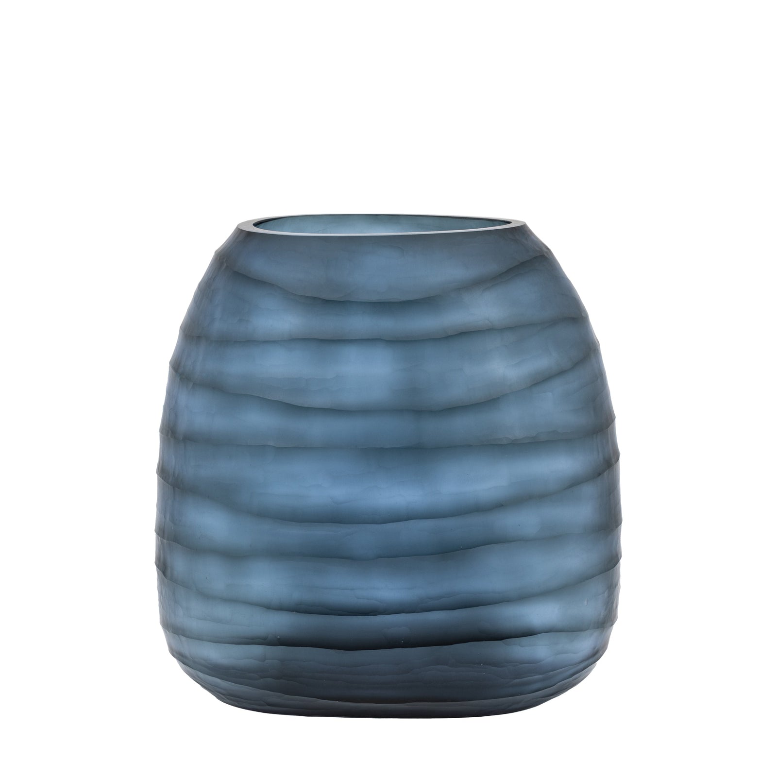 Sintra Handblown Glass Vase Blue Large - Sintra Handblown Carved Glass Vase Ink Large Sterling Home 4