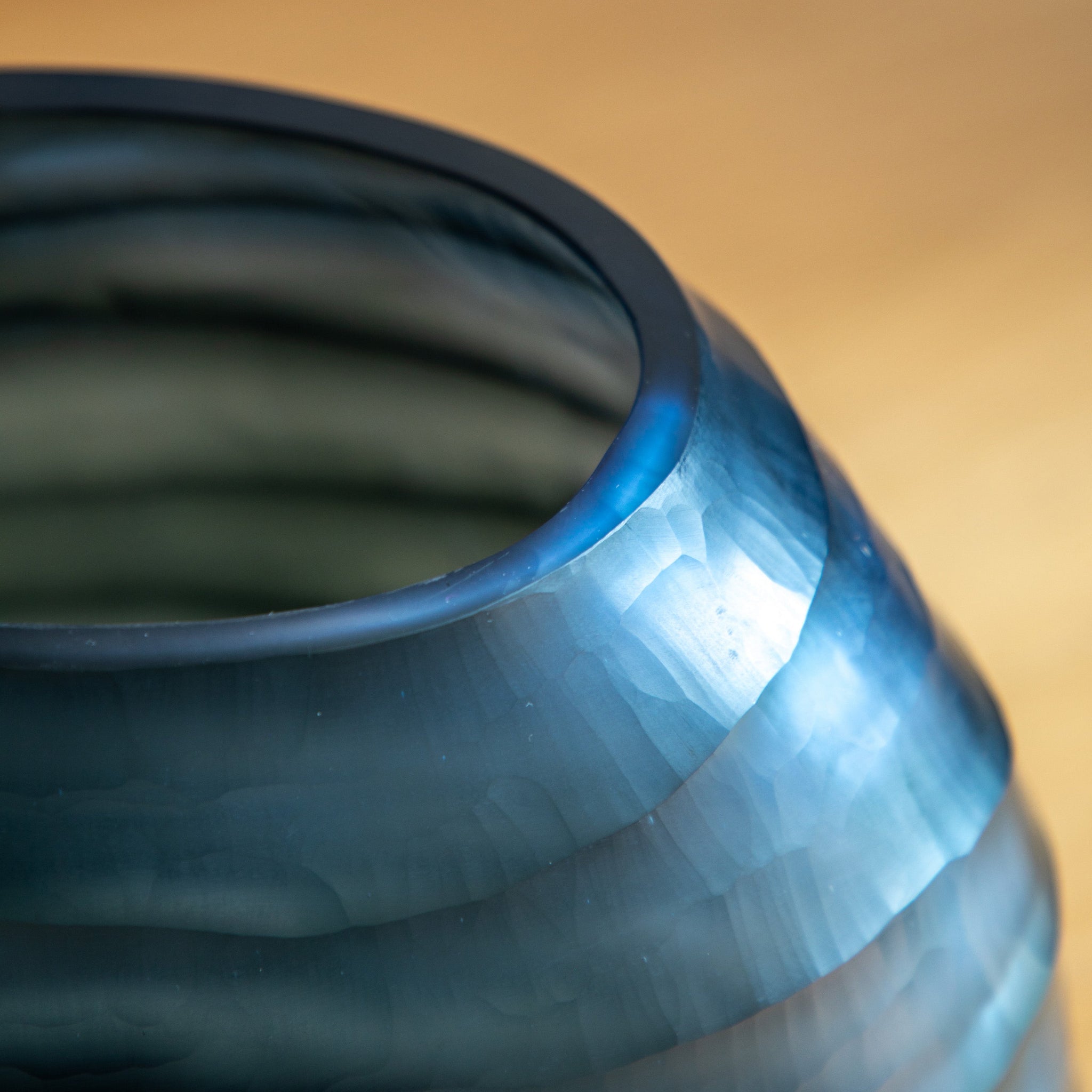 Sintra Handblown Glass Vase Blue Small - Sintra Handblown Carved Glass Vase Ink Small Sterling Home 2