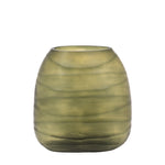 Sintra Handblown Glass Vase Green Large - Sintra Handblown Carved Glass Vase Olive Large Sterling Home 4