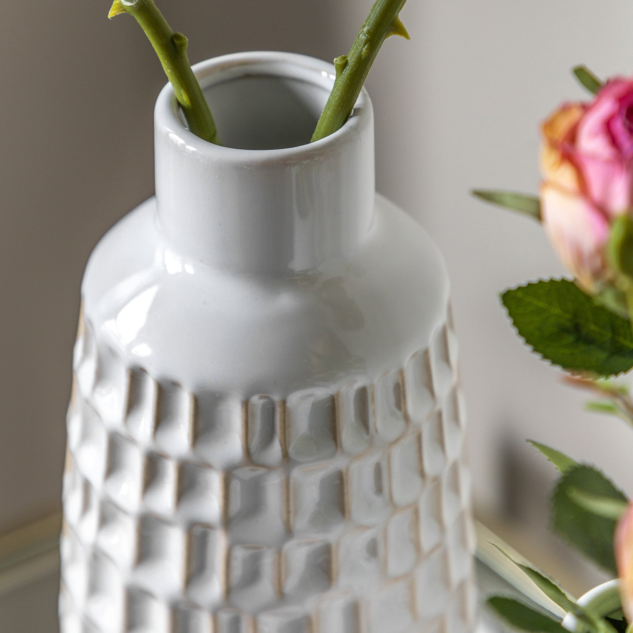 Reno Reactive White Vase Set Of 2 - DHD Reno Reactive Glaze Vase White 2Pk Sterling Home 2