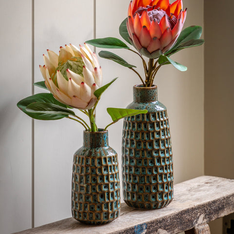 Reno Reactive Blue/Brown Vase Set Of 2 - DHD Reno Reactive Glaze Vase Teal 2Pk Sterling Home 1