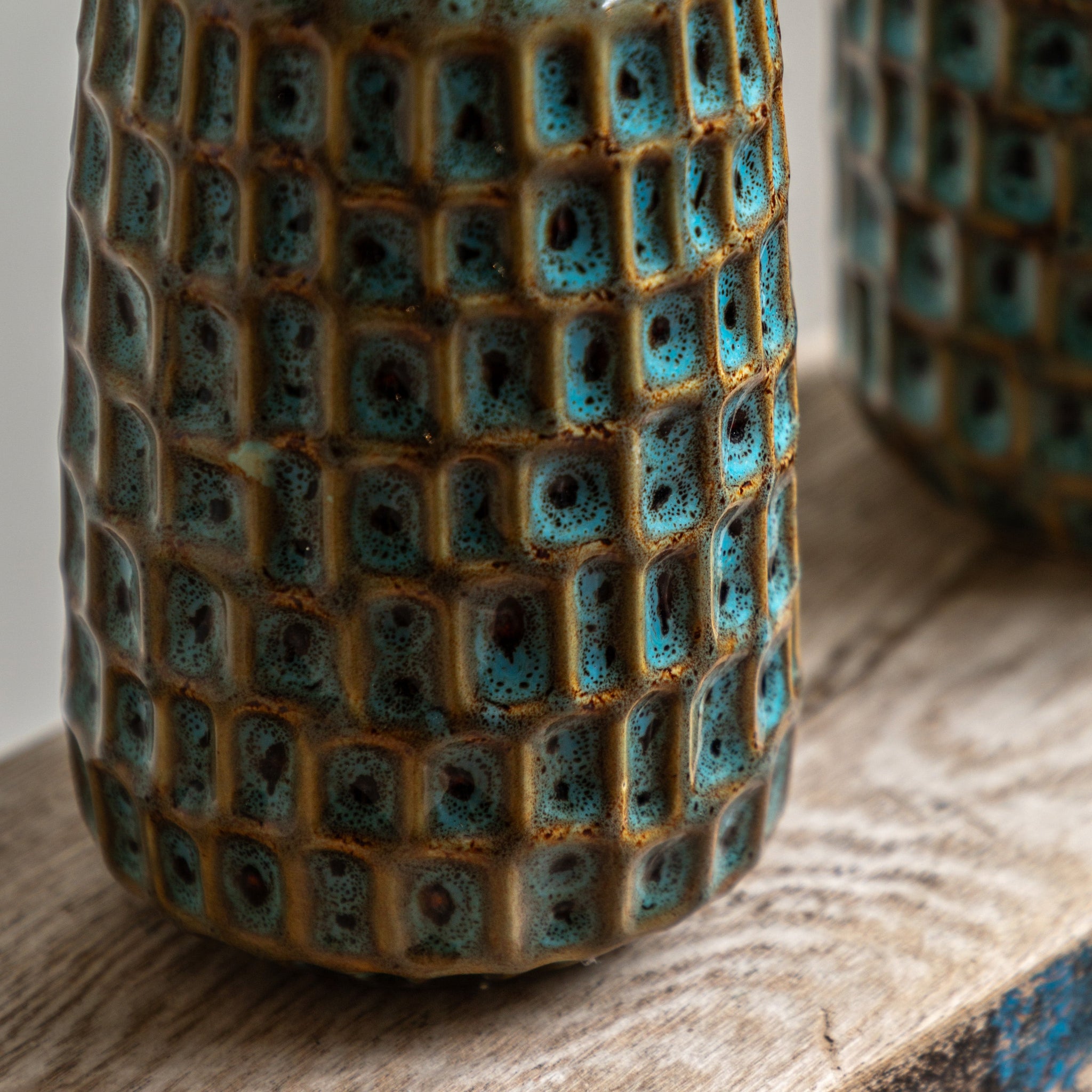 Reno Reactive Blue/Brown Vase Set Of 2 - DHD Reno Reactive Glaze Vase Teal 2Pk Sterling Home 3