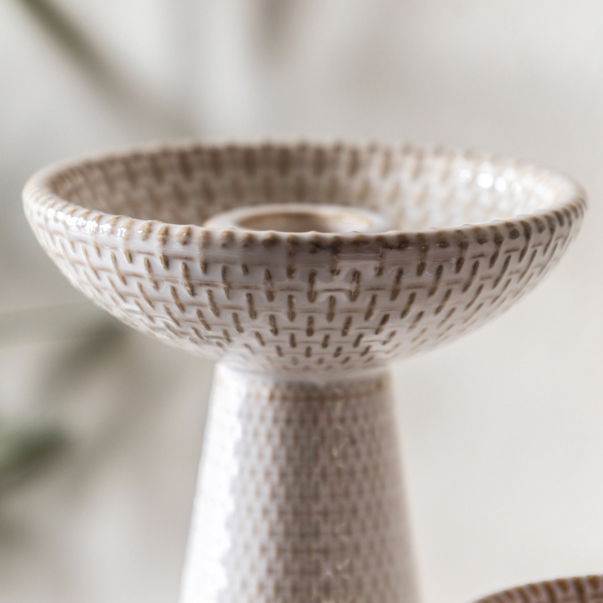 Porto Set Of 2 White Candle Sticks - DHD Porto Ceramic Candle Stick White Glaze 2Pk Sterling Home 2