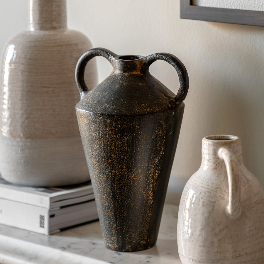 Gobi Cast Metal Vase Large - Gobi Cast Metal Vase Large Sterling Home 1