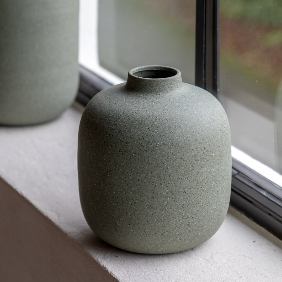 Goa Cast Metal Vase Green Small - Goa Cast Metal Vase Olive Small Sterling Home 1