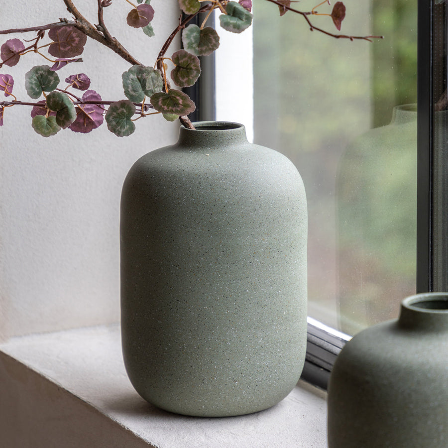 Goa Cast Metal Vase Green Large - Goa Cast Metal Vase Olive Large Sterling Home 1