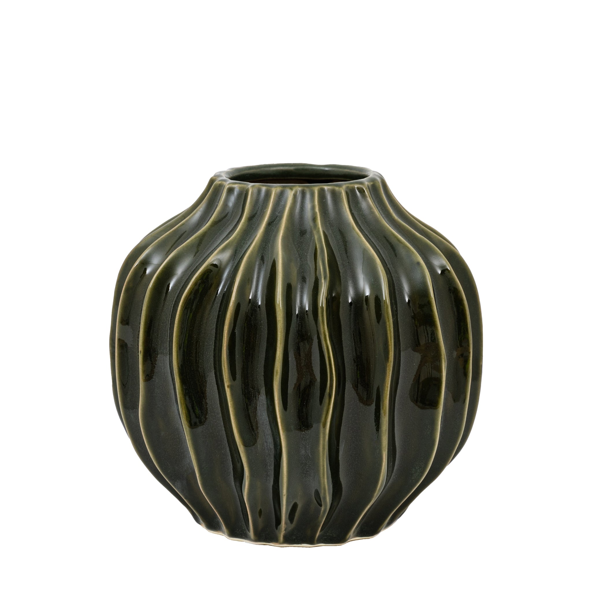 Organic Ribbed Vase Green Small - Organic Ribbed Vase Olive Small Sterling Home 4