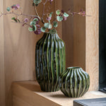 Organic Ribbed Vase Green Small - Organic Ribbed Vase Olive Small Sterling Home 1
