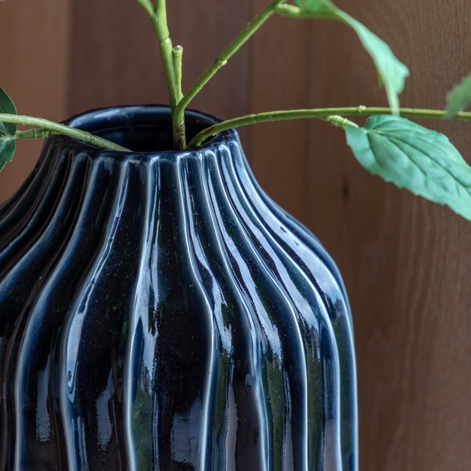 Organic Ribbed Vase Black Large - Organic Ribbed Vase Midnight Large Sterling Home 2