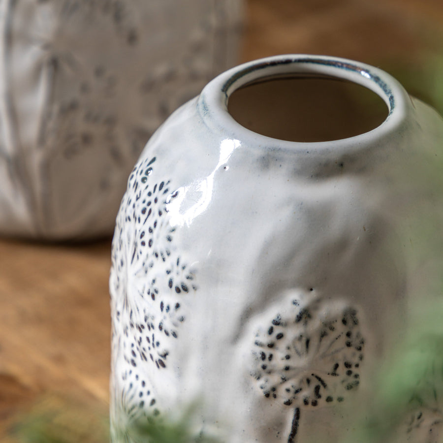 Meadow Embossed Ceramic Vase Large - Meadow Embossed Ceramic Vase Stone Large Sterling Home 2