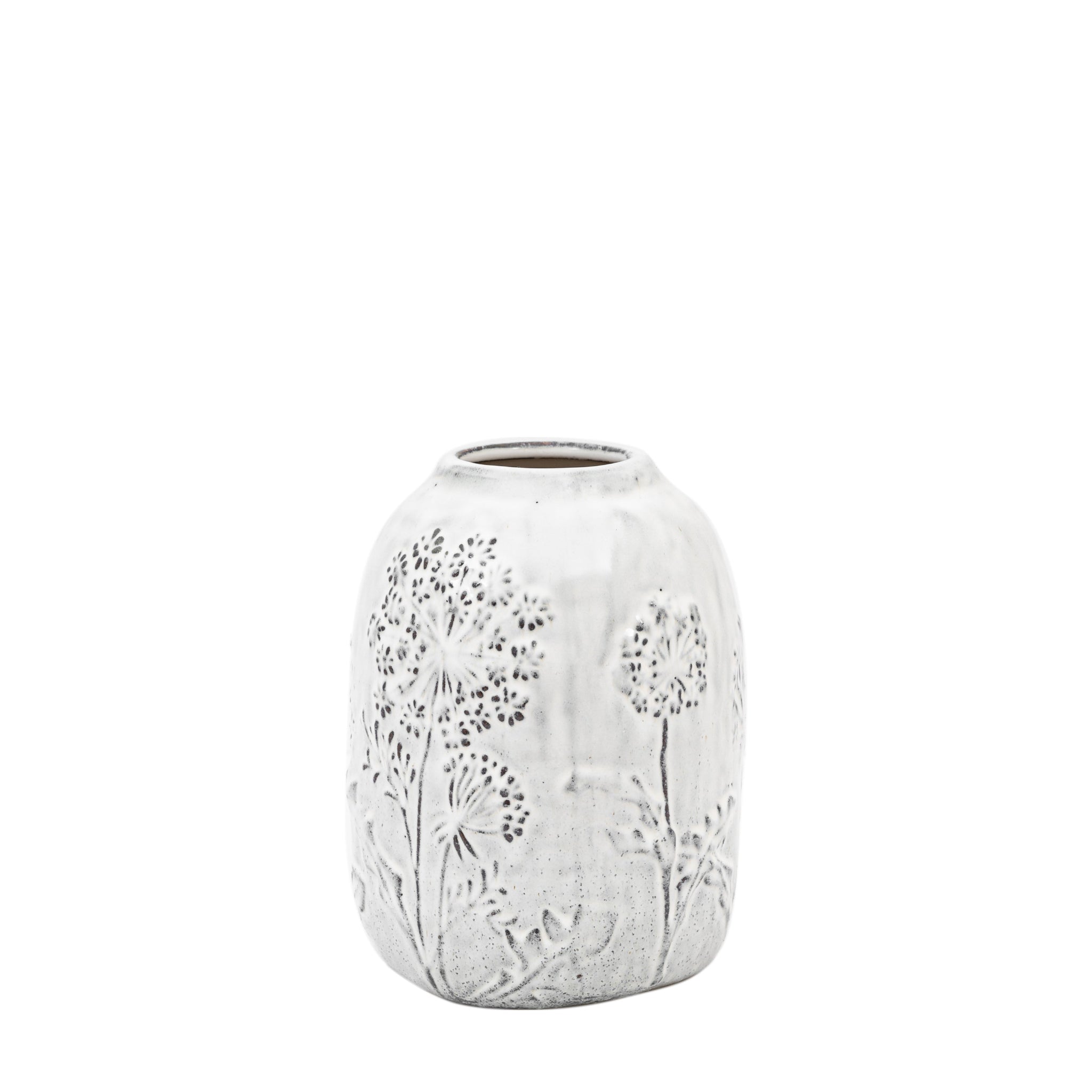 Meadow Embossed Ceramic Vase Small - Meadow Embossed Ceramic Vase Stone Small Sterling Home 3