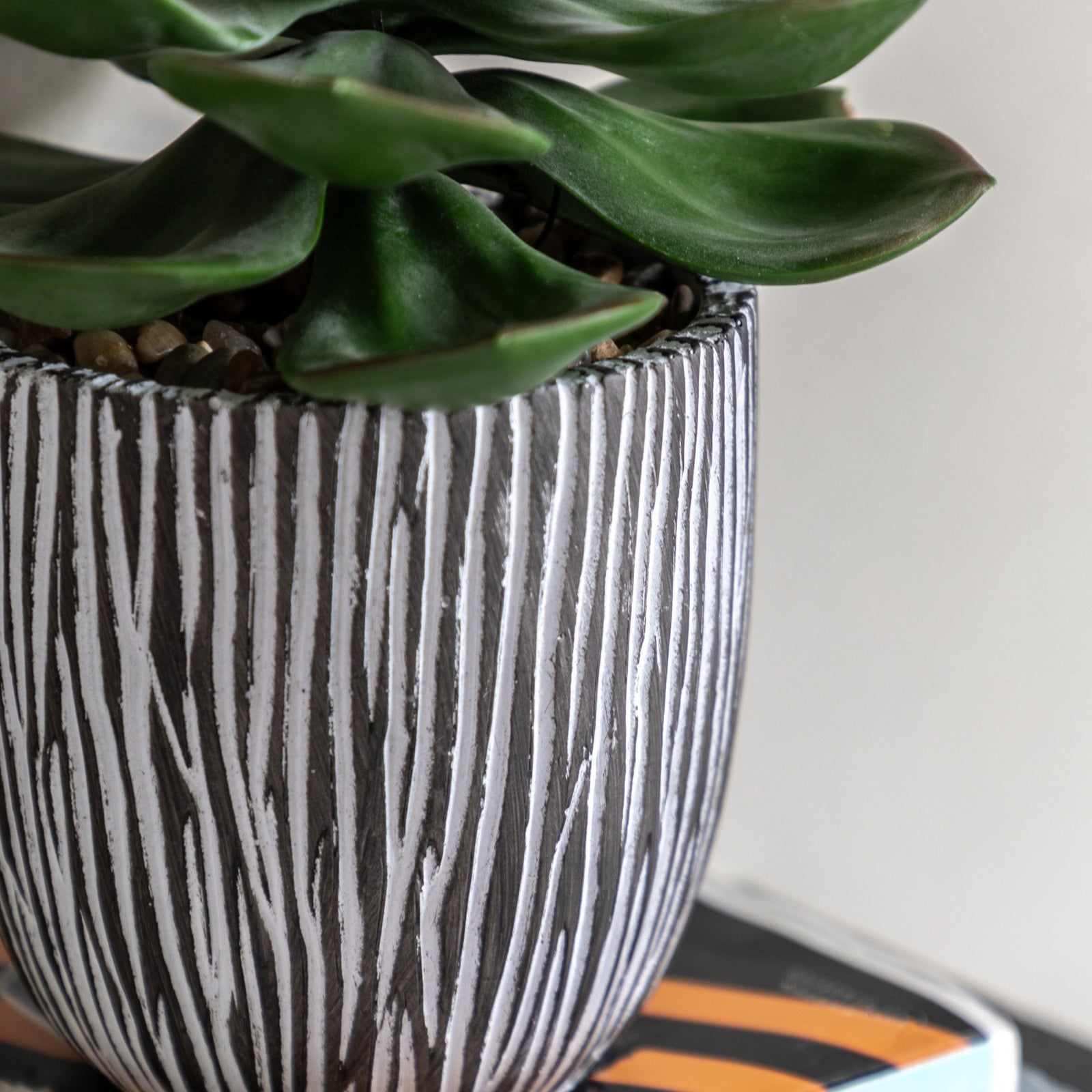 Artificial Potted Succulent In Ribbed Black Pot - Potted Succulent in Ribbed Black Ceramic Pot Sterling Home 2
