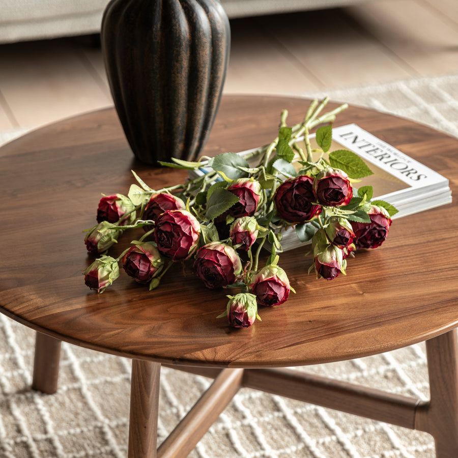Vinatage Rose Set Of 6 Artificial Flowers - DHD Faux Stem Vintage Rose Claret 54CM 6Pk Sterling Home 1