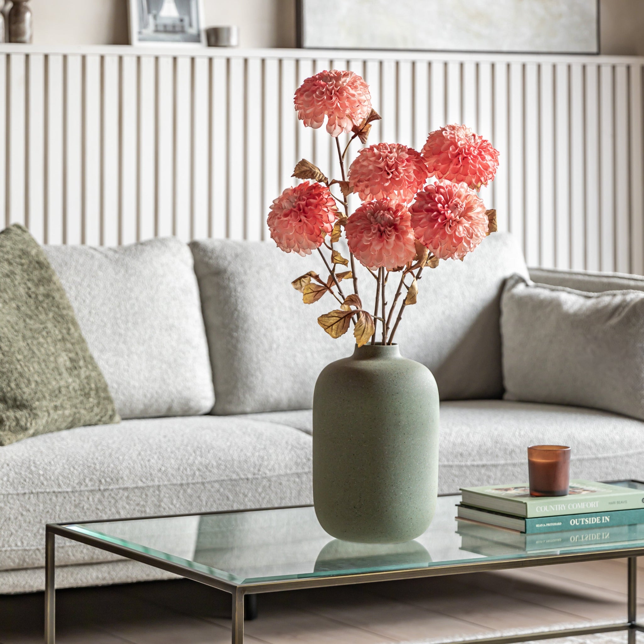 Dahlina Pink Set Of 6 Artificial Flowers - DHD Faux Stem Dahlia Apricot 73CM 6Pk Sterling Home 1