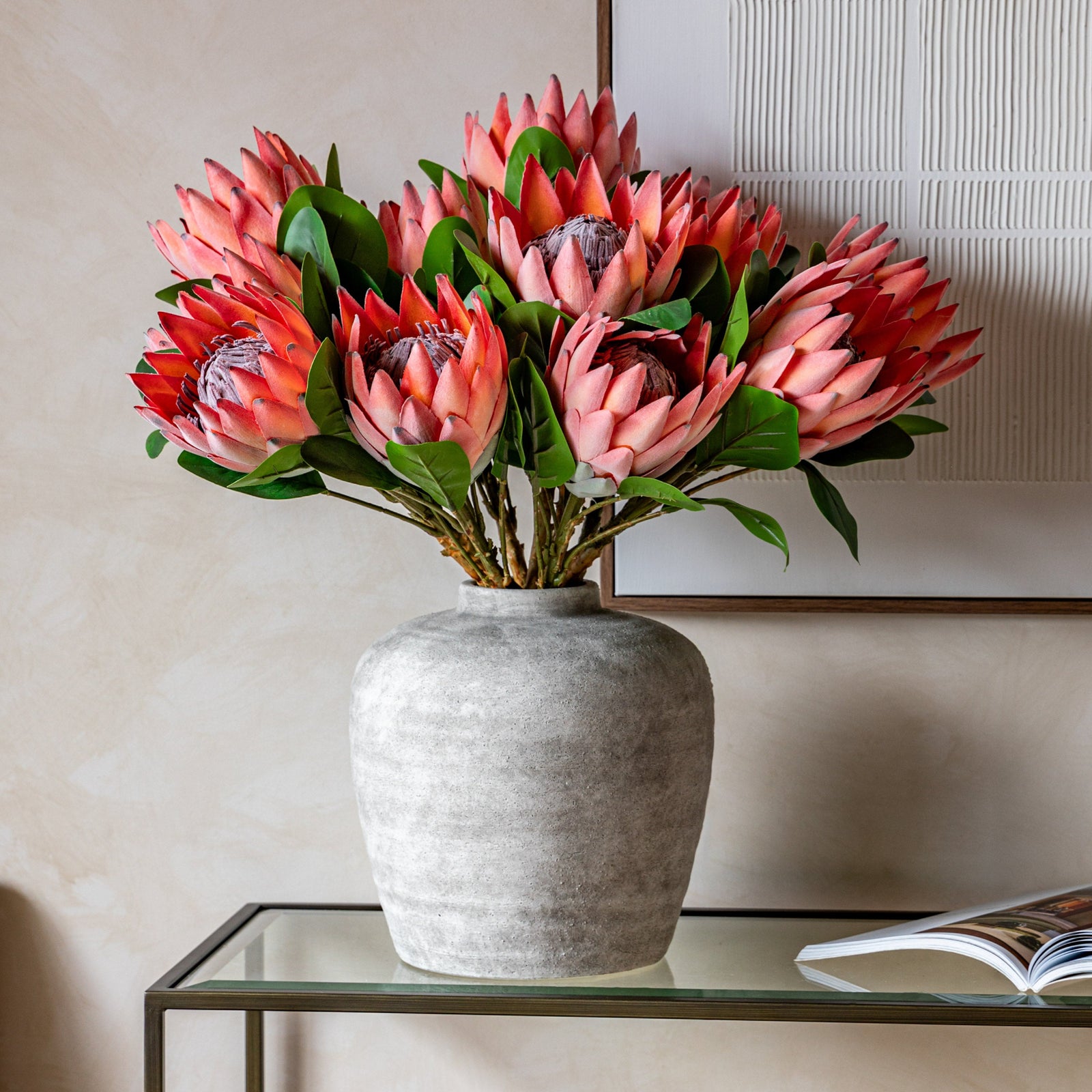 Statement Tropical Set Of 12 Pink Artificial Flowers - DHD Faux Stem Statement Tropical Apricot 47CM 12Pk Sterling Home 1