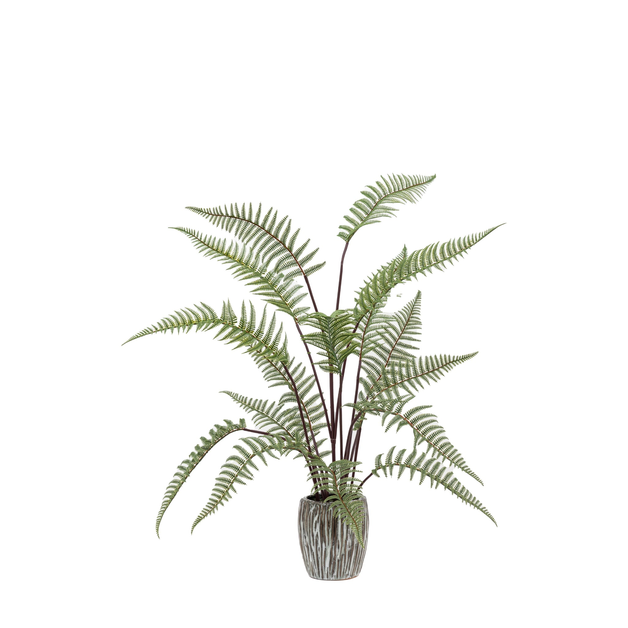 Artificial Tall Fern In Grey Textured Pot - Tall Fern in Textured Grey Ceramic Pot Sterling Home 1