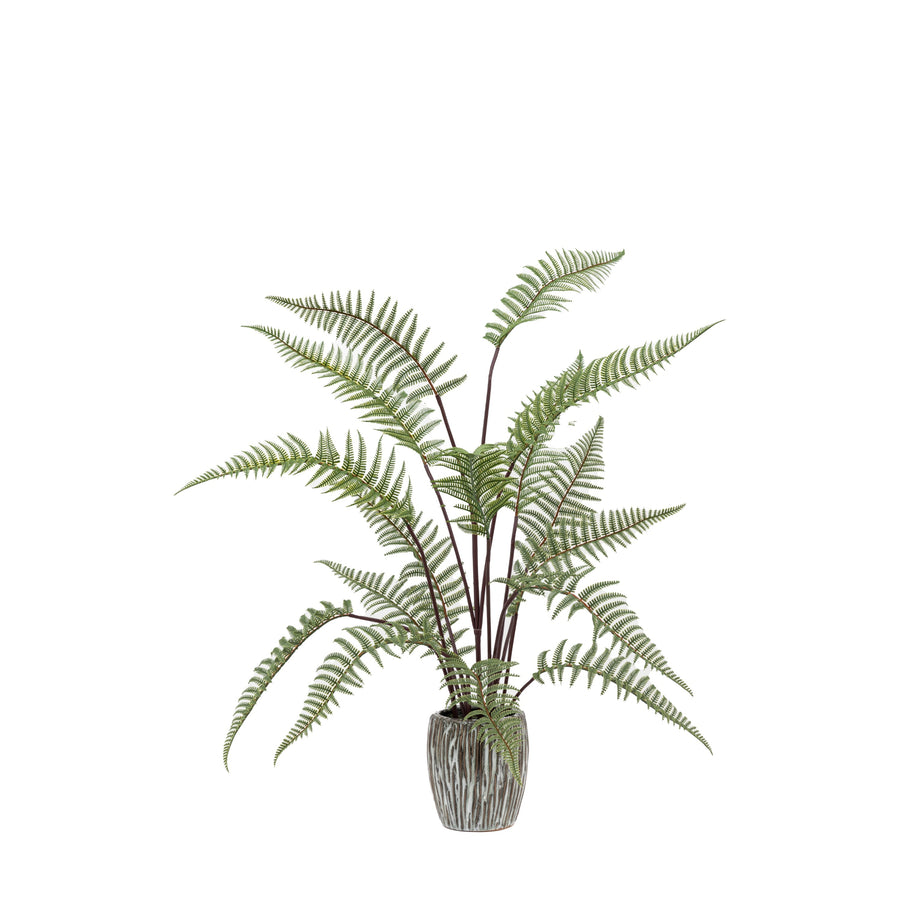 Artificial Tall Fern In Grey Textured Pot - Tall Fern in Textured Grey Ceramic Pot Sterling Home 1