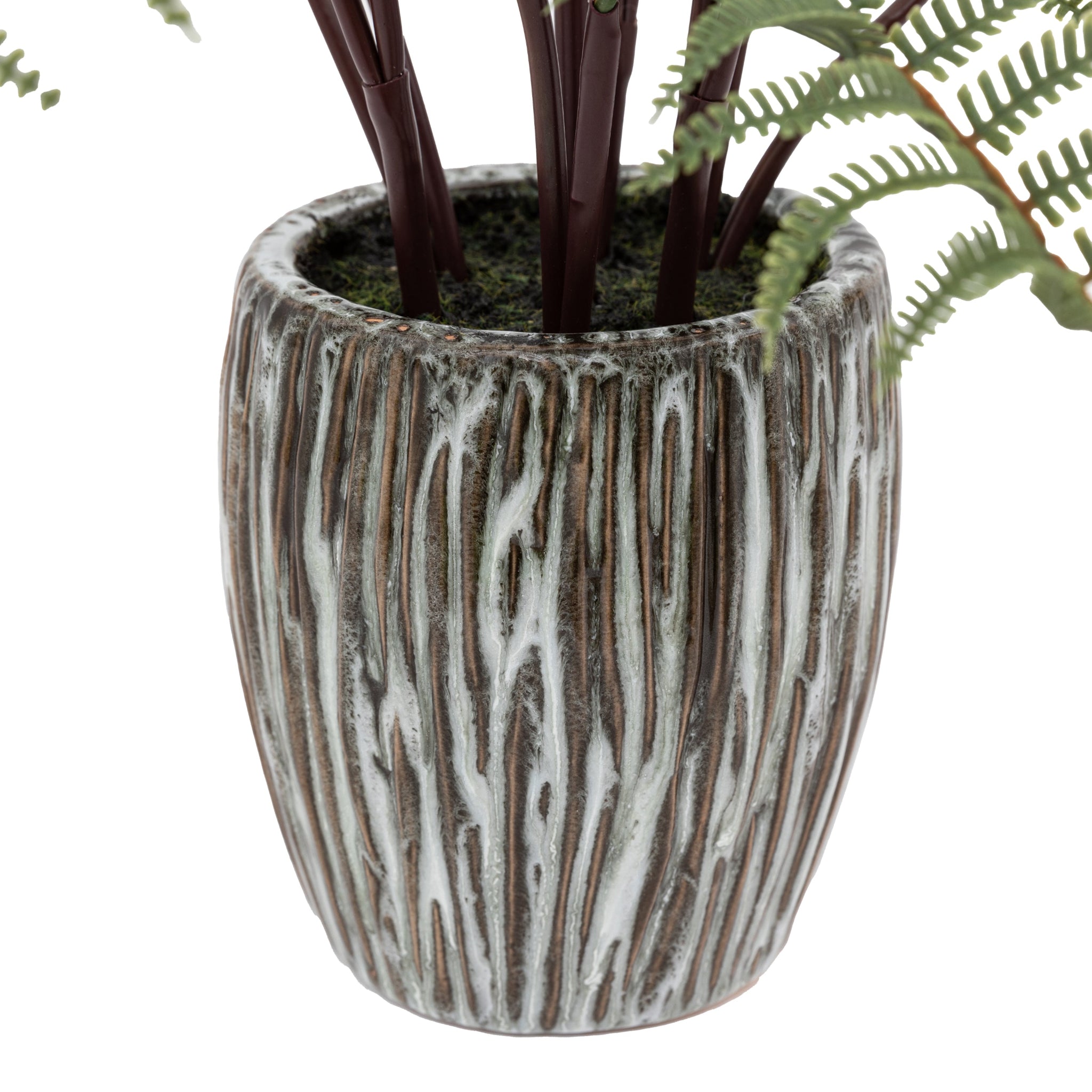 Artificial Tall Fern In Grey Textured Pot - Tall Fern in Textured Grey Ceramic Pot Sterling Home 2