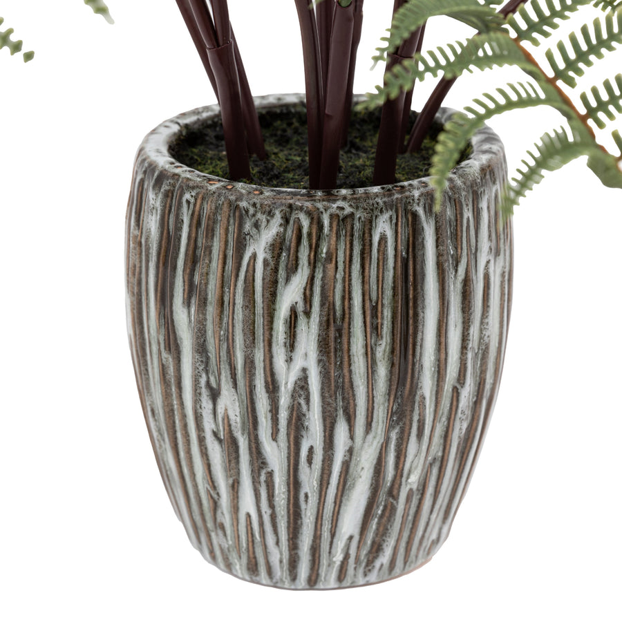 Artificial Tall Fern In Grey Textured Pot - Tall Fern in Textured Grey Ceramic Pot Sterling Home 2