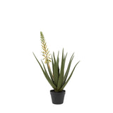 Artificial Aloe Potted Plant With White Flower