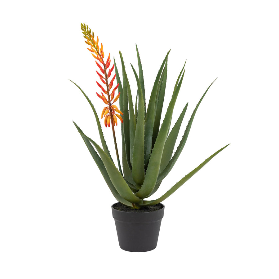 Artificial Aloe Potted Plant With Orange Flower - Aloe Potted Plant with Orange Flower Sterling Home 1