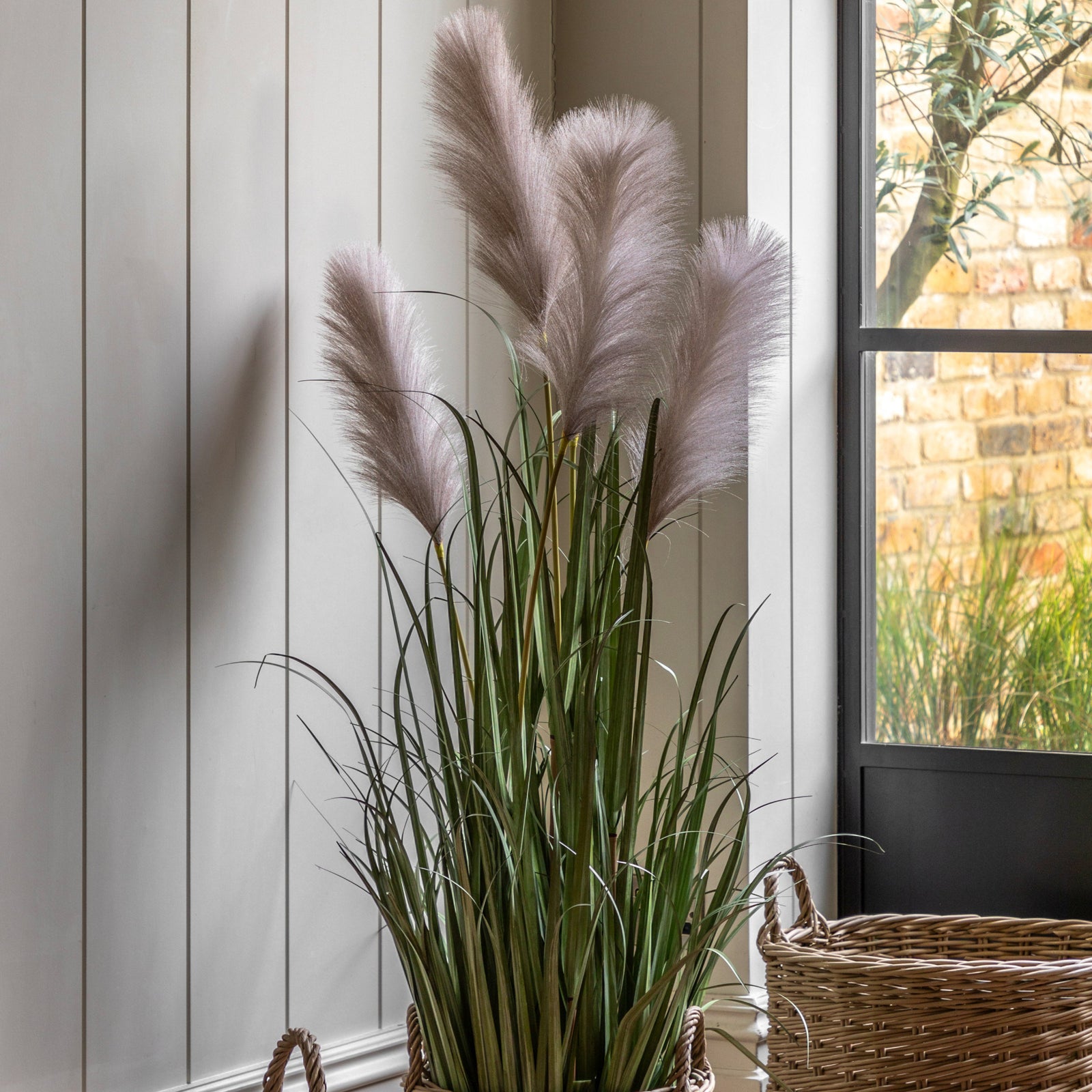 Artificial Potted Grass With Pampas - Potted Grass with Pampas Seed Heads 127CM Sterling Home 1