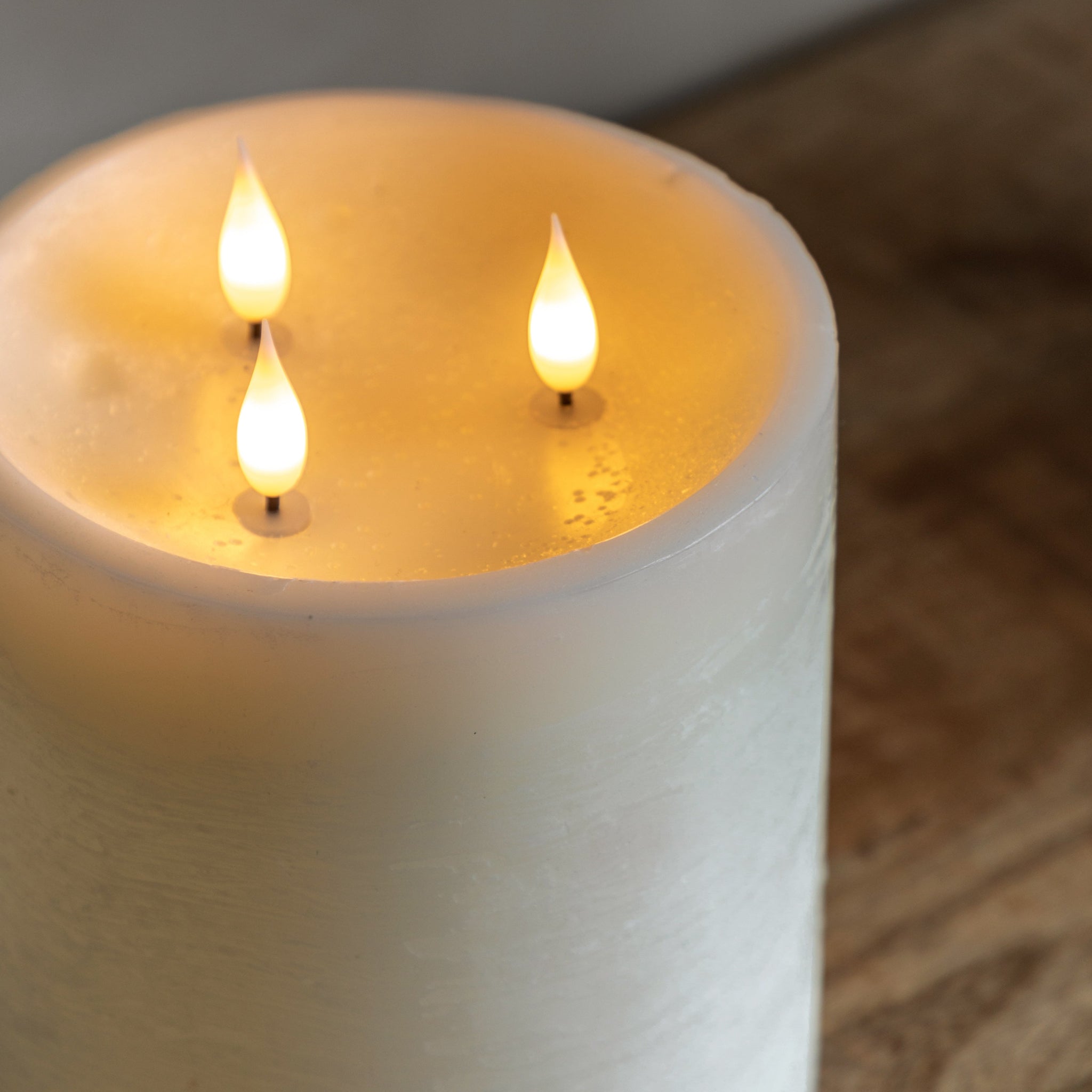 LED 3 Wick Cream Candle - LED 3 Wick Candle Ivory 15CM Sterling Home 2