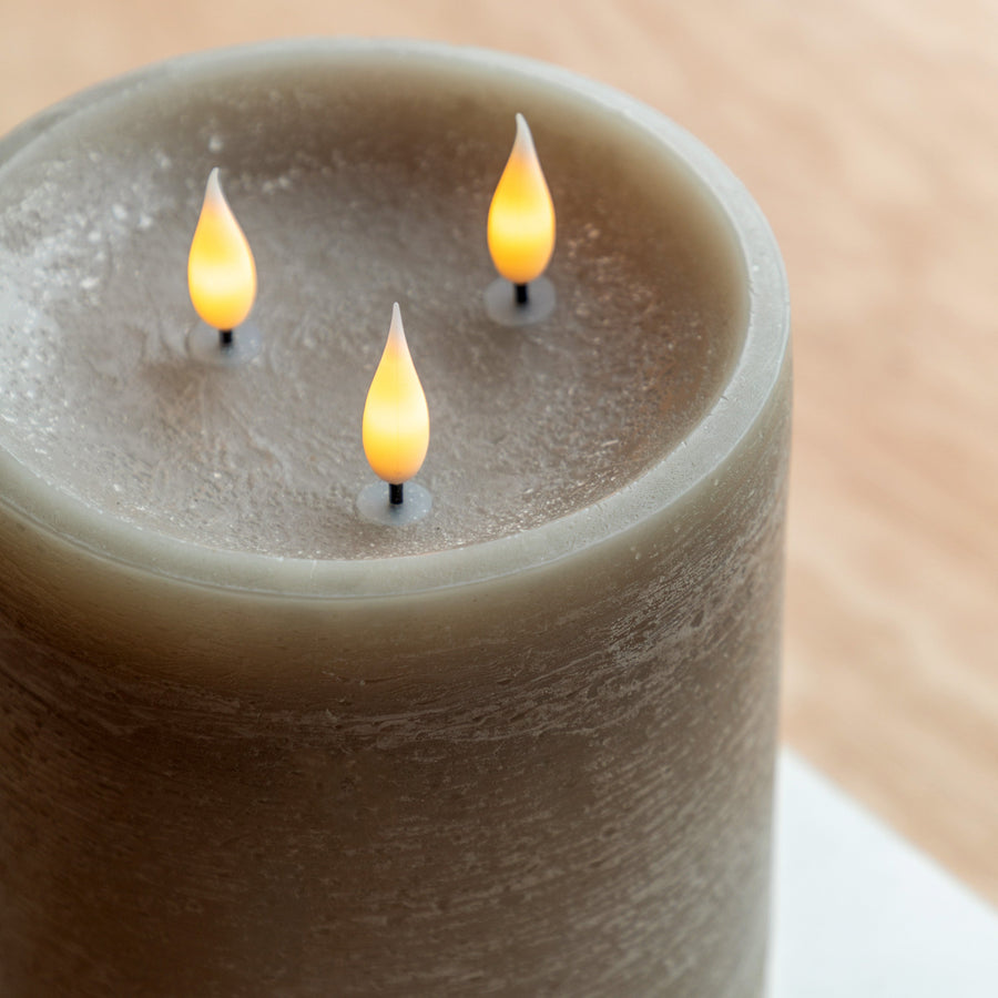 LED 3 Wick Grey Candle - LED 3 Wick Candle Warm Grey 15CM Sterling Home 2
