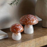 Orange Confetti Glass Mushrooms Set Of 2